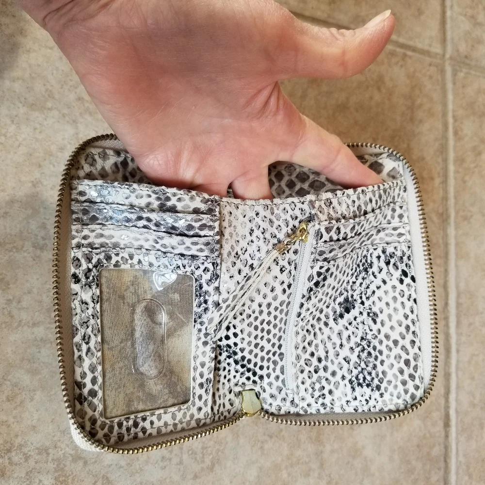 Elliott Lucca Grey Snakeskin Wristlet